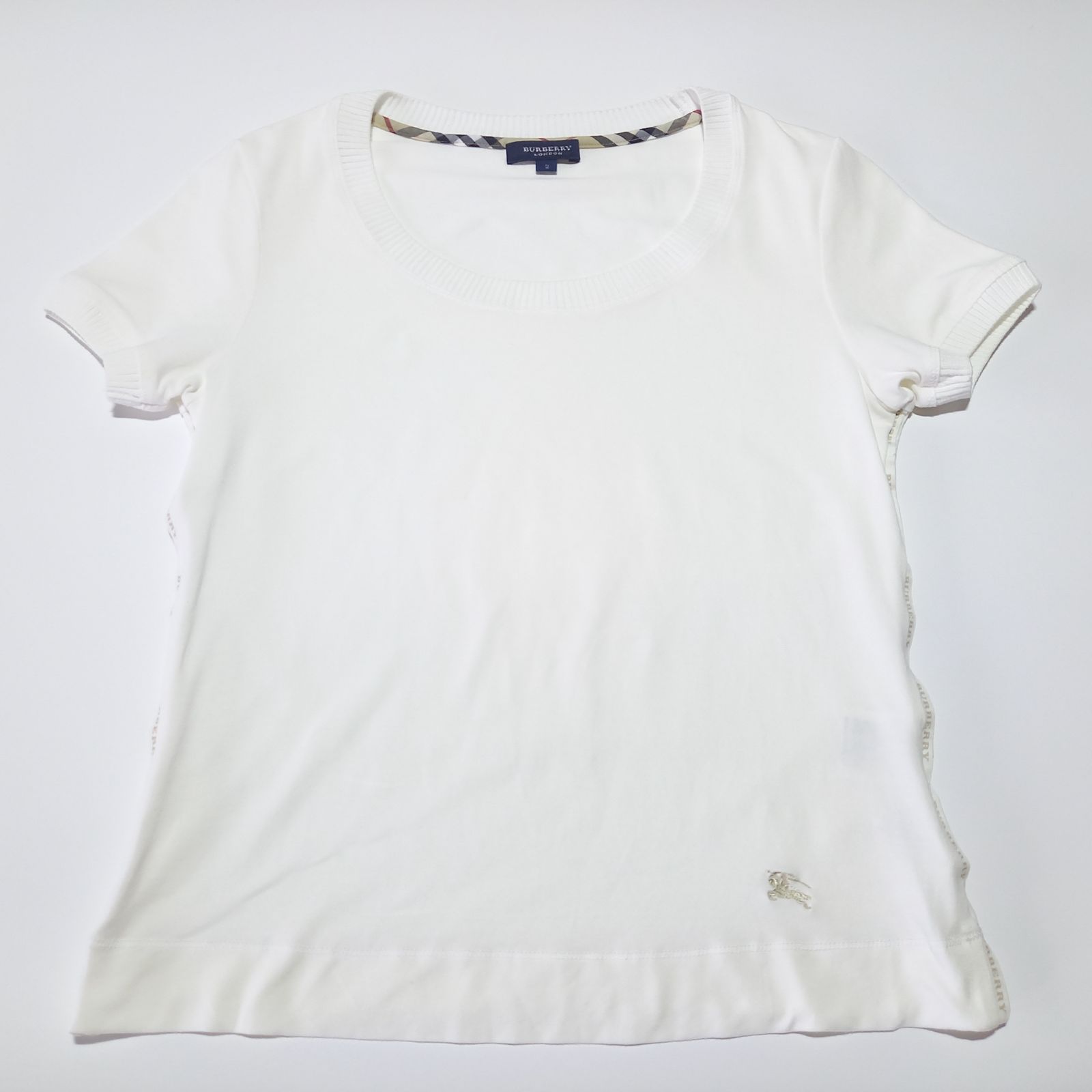 バーバリー Tシャツ カットソー トップス サイドロゴ ノバチェック ホワイト 白 2サイズ BurberryBURBERRY;没有明显的损伤或污渍