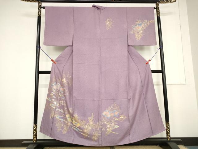 平和屋着物■訪問着　流水地紙花文　金彩　正絹　逸品　AAAX2009ma
