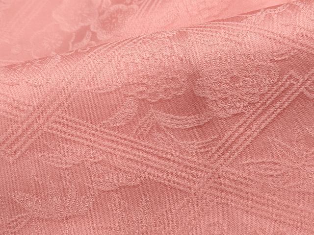 平和屋着物■上質な色無地　天井草花地紋　紅梅色　正絹　逸品　DABH8739qa