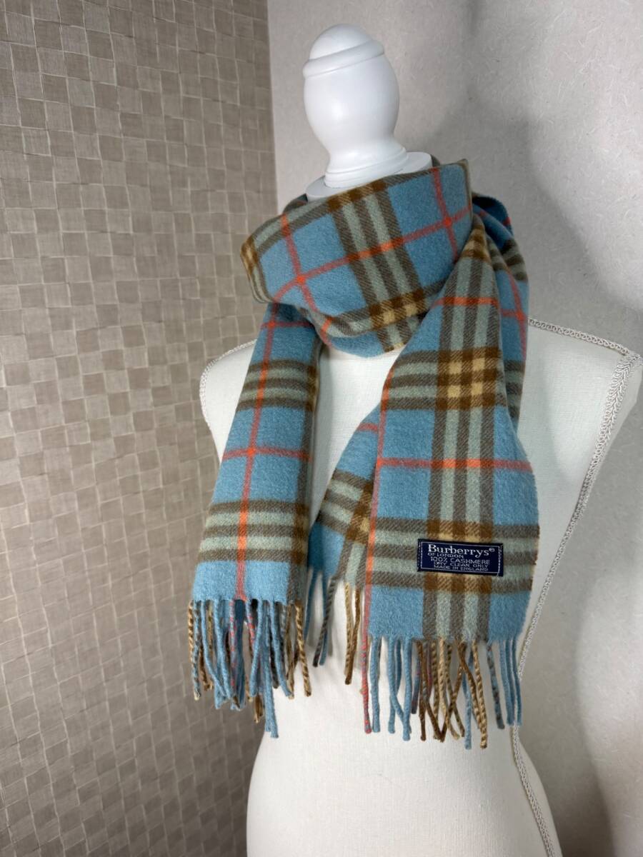 【美品】 BURBERRY バーバリー ノバチェック柄 カシミヤ 100％ フリンジ マフラー P2585