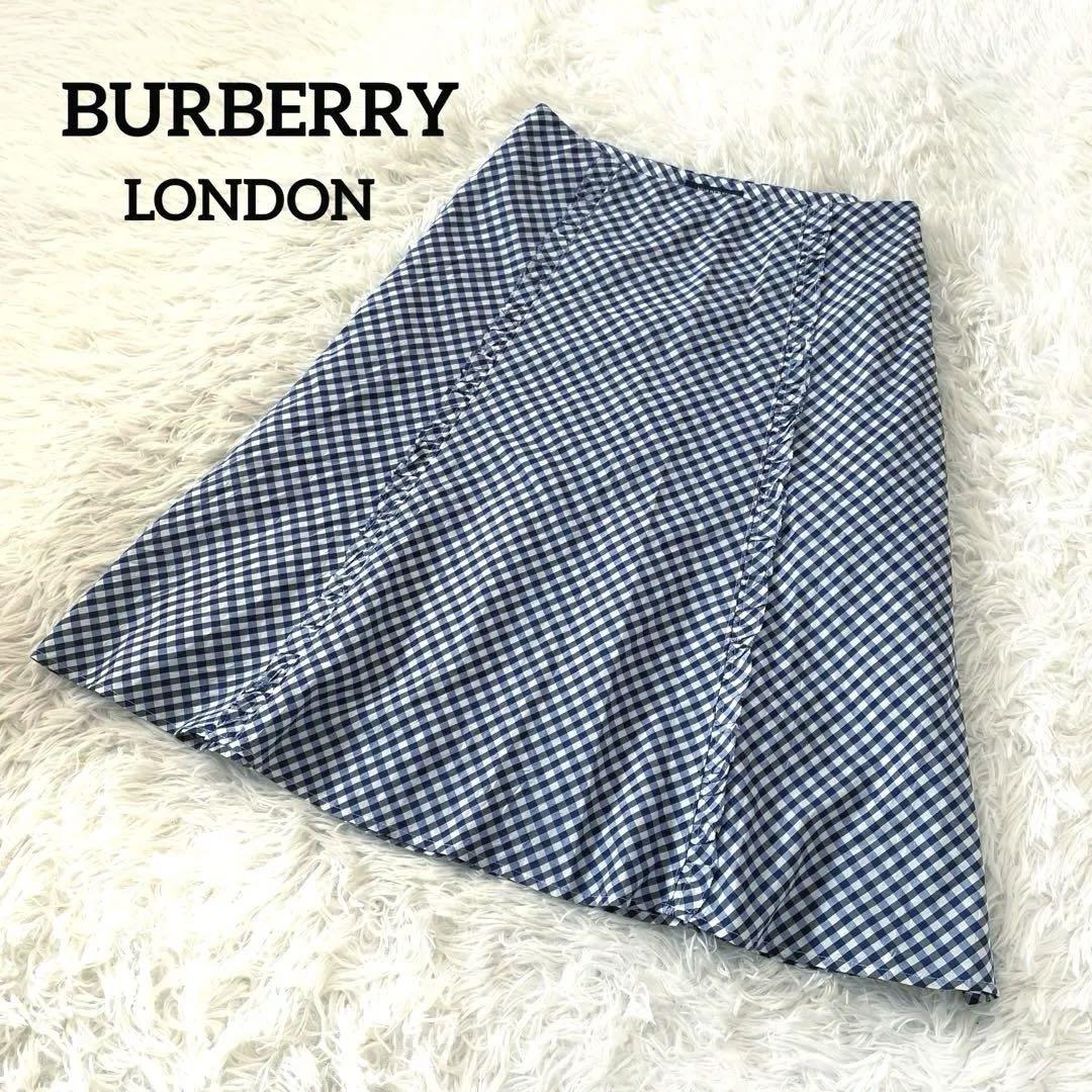 BURBERRY LONDON ギンガムチェック Aライン フリルスカート M