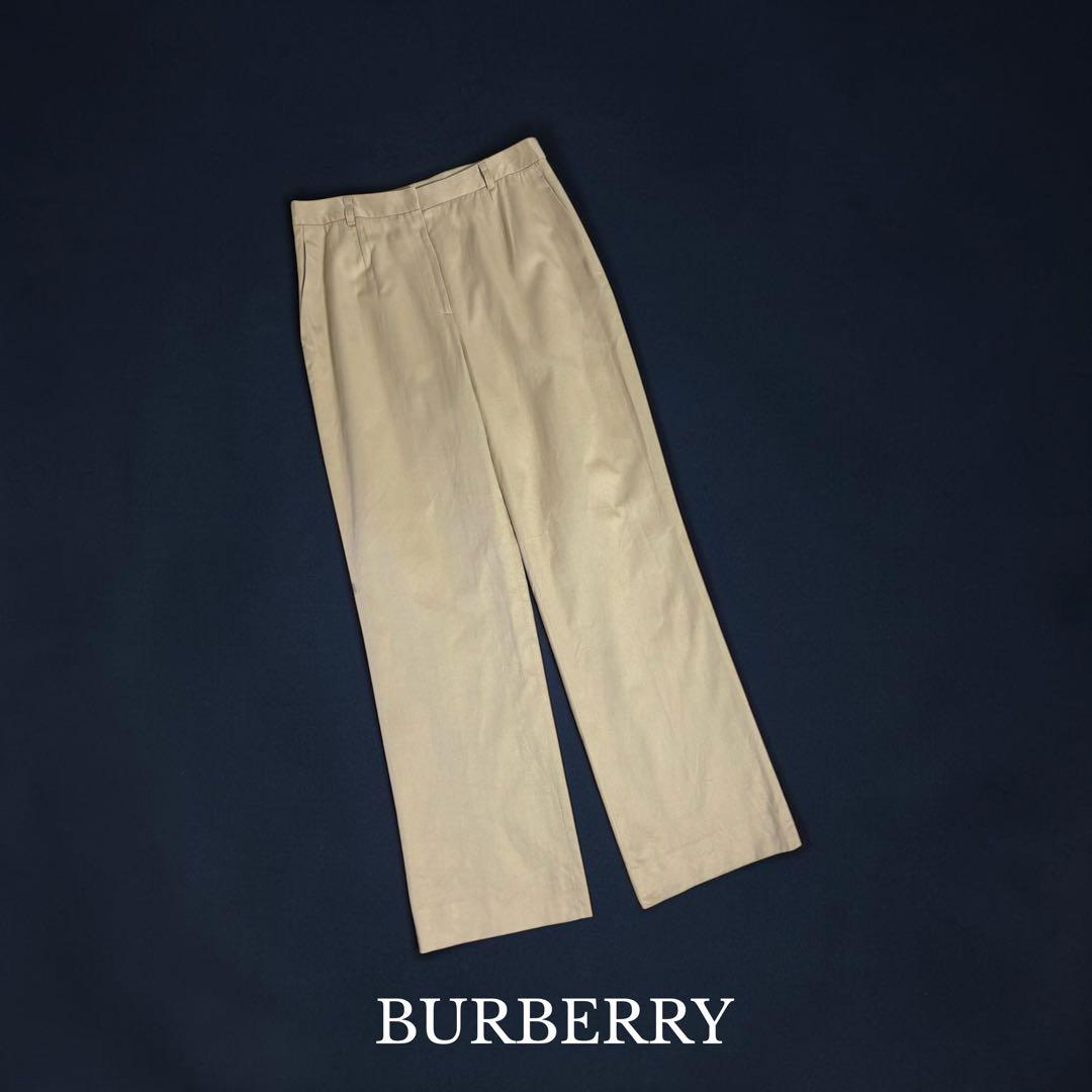 難ありBURBERRYレディースチノパンツ総裏地正規品ワイドパンツバーバリーBURBERRY;有些许损伤或污渍