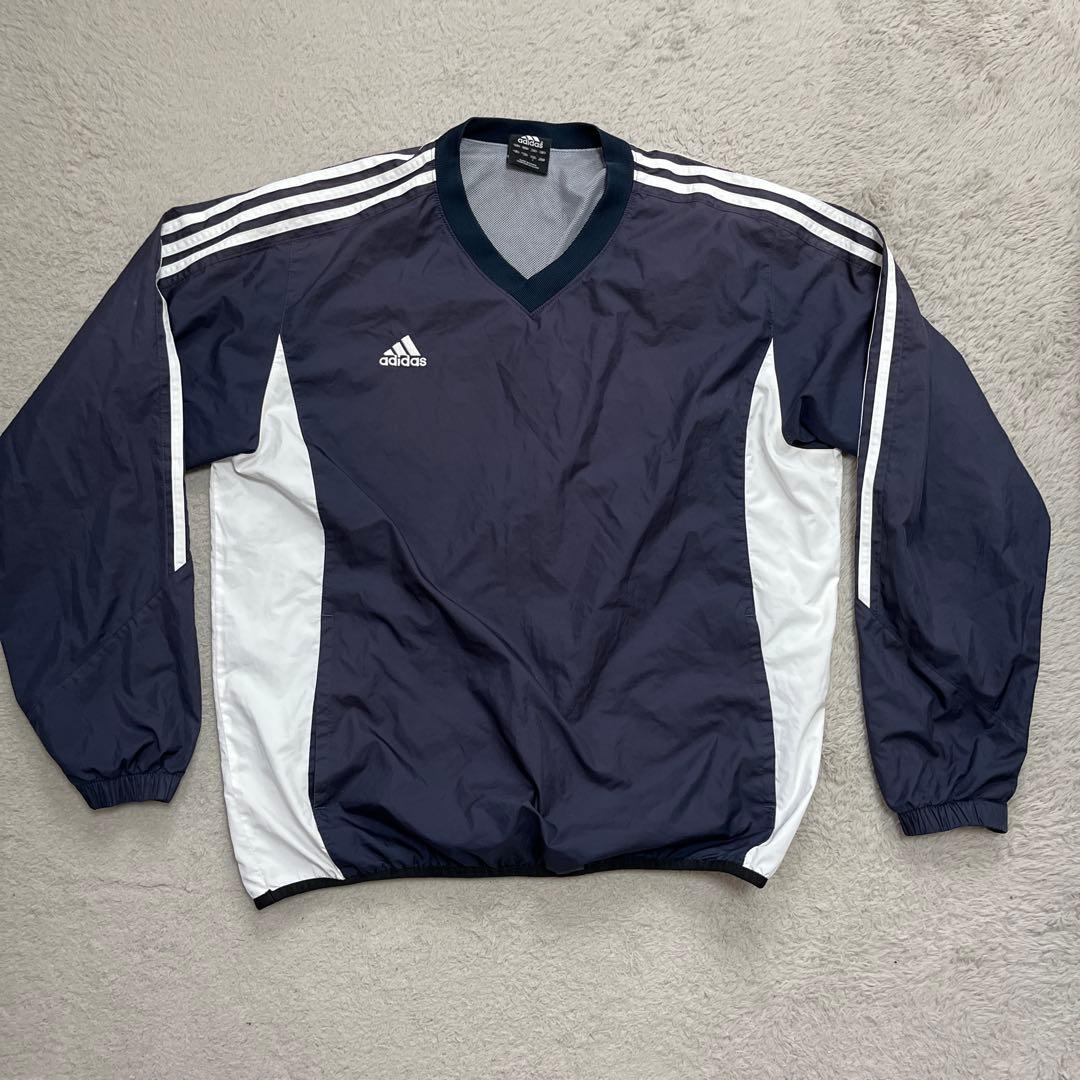アディダス　野球　メンズ　長袖　Vジャン　シャカシャカ　Lサイズadidas;有些许损伤或污渍