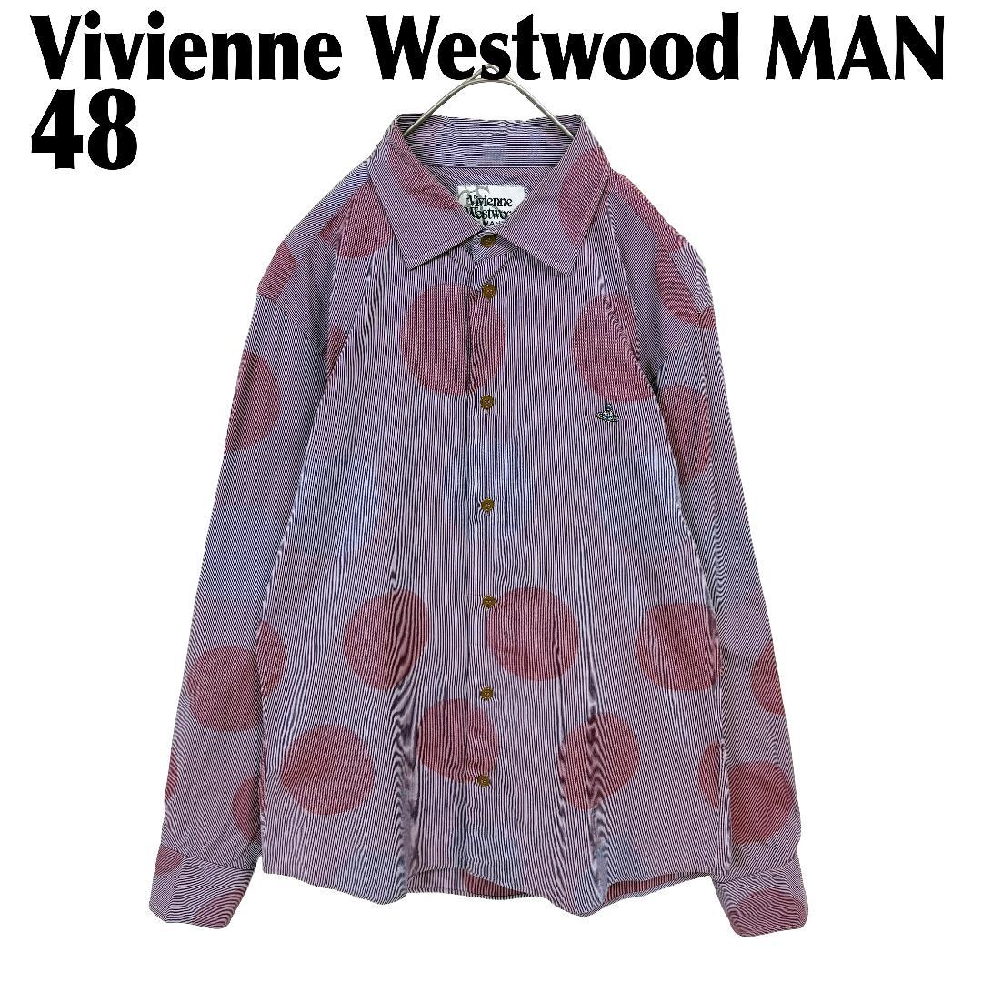 美品 Vivienne Westwood MAN オーブロゴ長袖シャツ 48 赤Vivienne Westwood MAN;接近未使用
